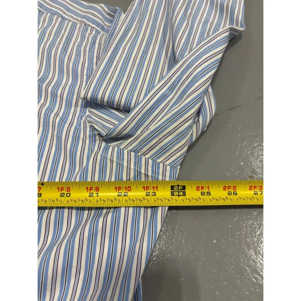 Polo Ralph Lauren Mens 16.5 34/35 XL Classic‎ Fit Striped Button Down Shirt Blue
